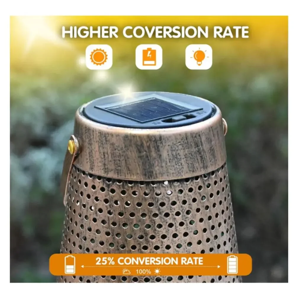 Solar Hollow Out Outdoor Light 2 Pack - Metal Lantern 5.04